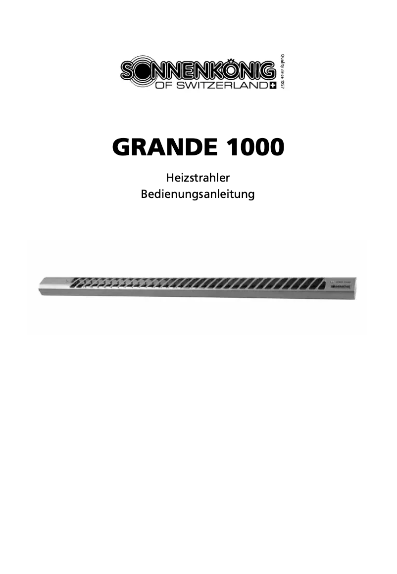 Page 1 de la notice Manuel utilisateur Sonnenkönig Grande 1000