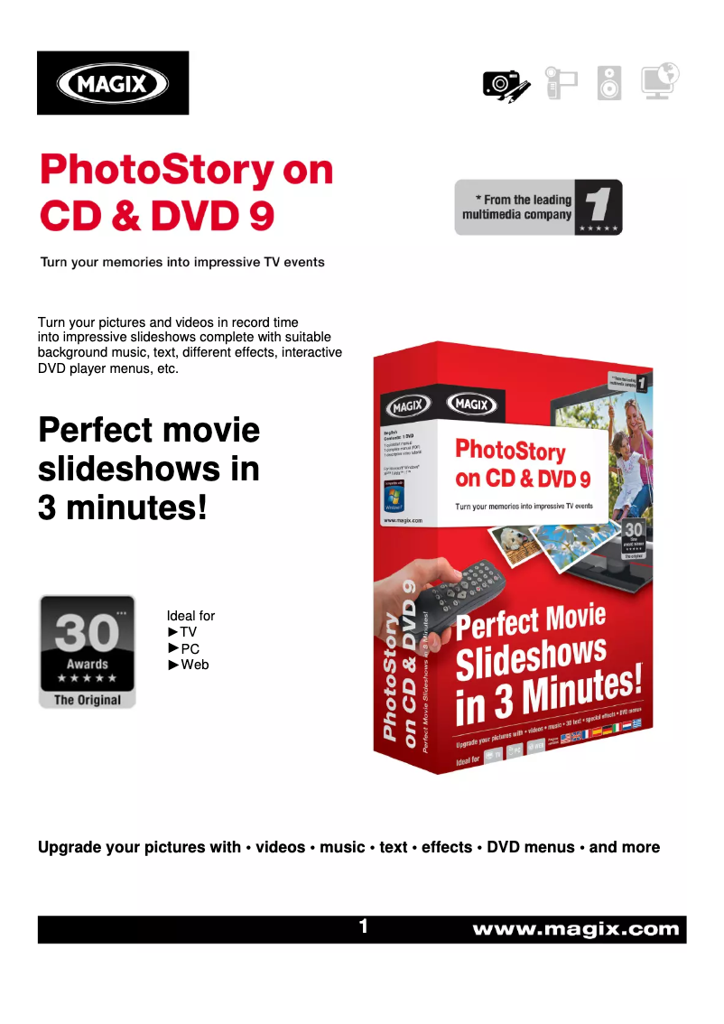 Page 1 de la notice Manuel utilisateur Magix PhotoStory on CD & DVD 9