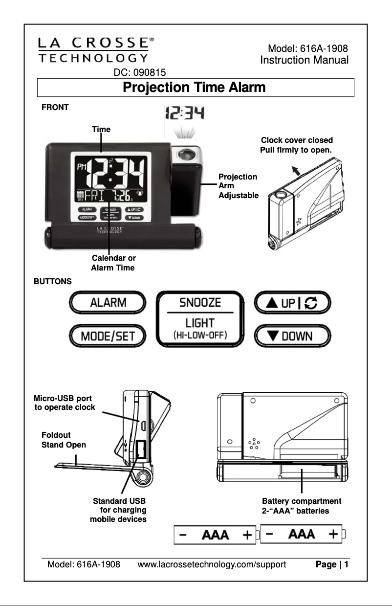 Página 1 del manual Manual de usuario La Crosse Technology 616A-1908