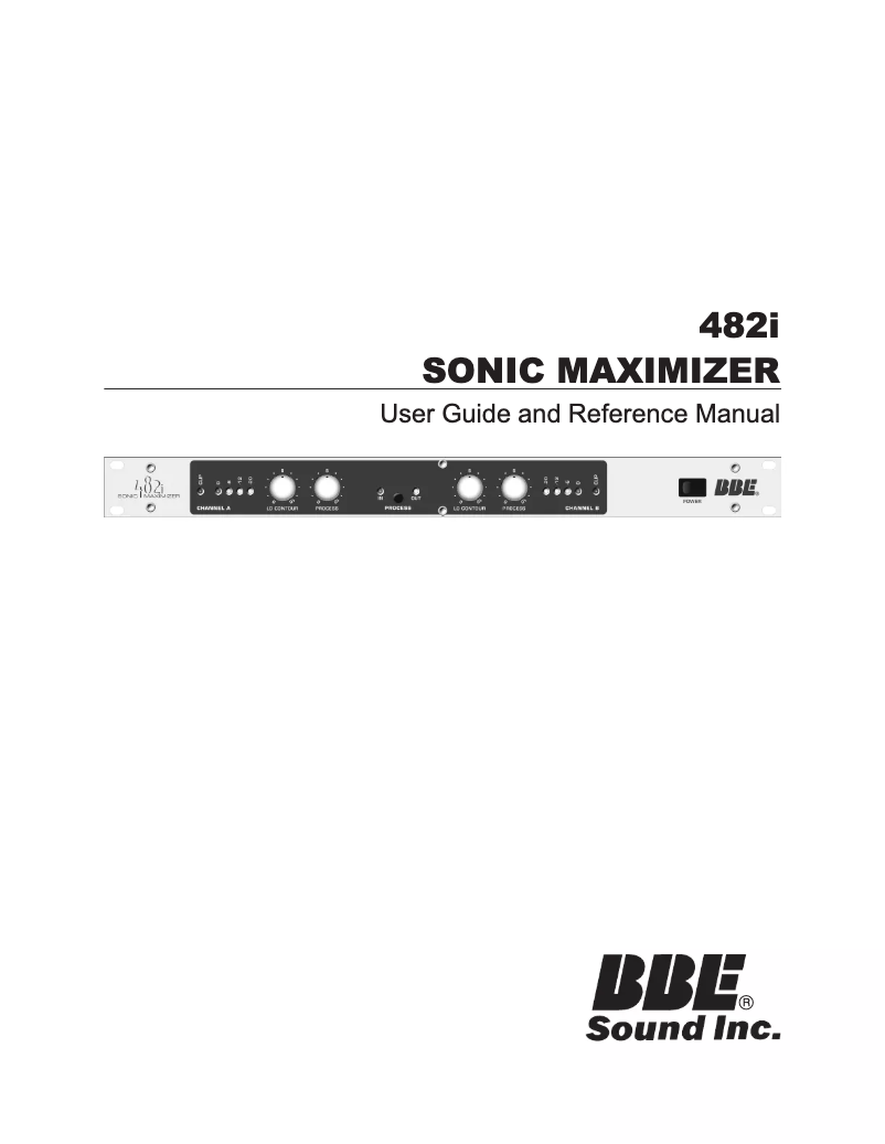 Page n°1 - Manuel utilisateur BBE Sonic Maximizer 482i