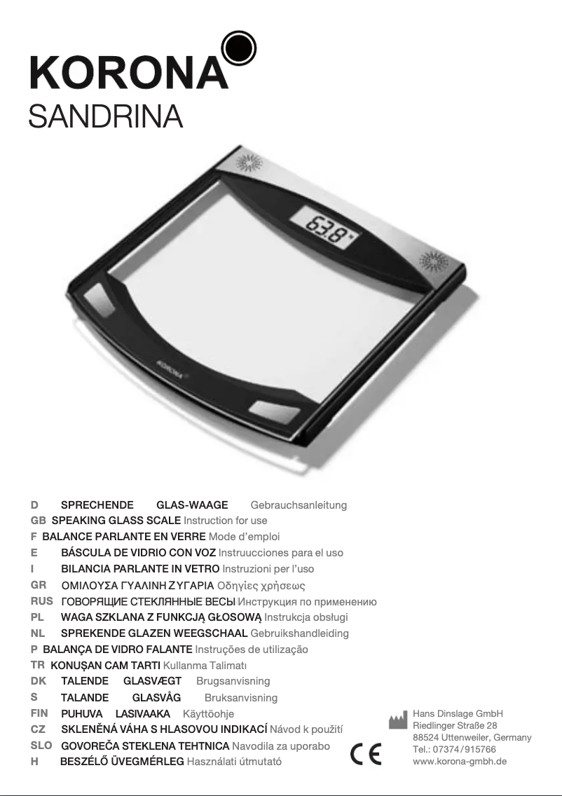 Page 1 de la notice Manuel utilisateur Korona Sandrina