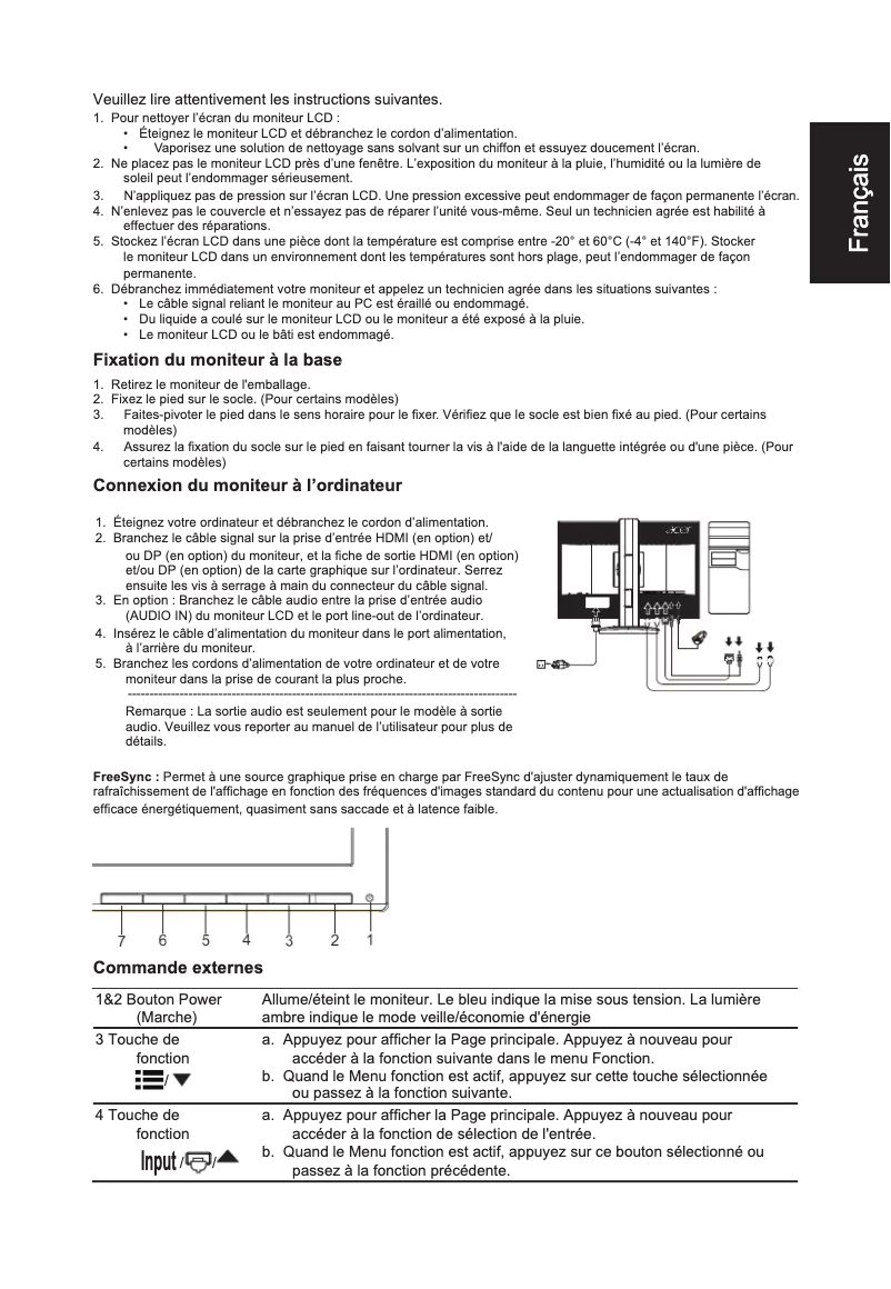 Imagen de la primera página del manual del dispositivo XF240Q