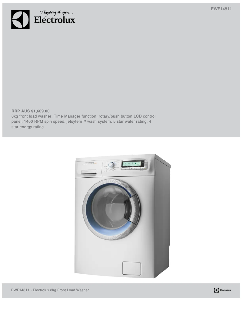Page 1 de la notice Fiche technique Electrolux EWF14811