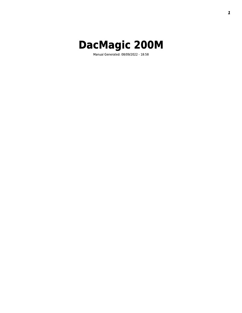 Imagen de la primera página del manual del dispositivo DacMagic 200M