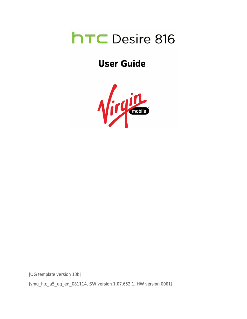 Image de la première page du manuel de l'appareil Desire 816