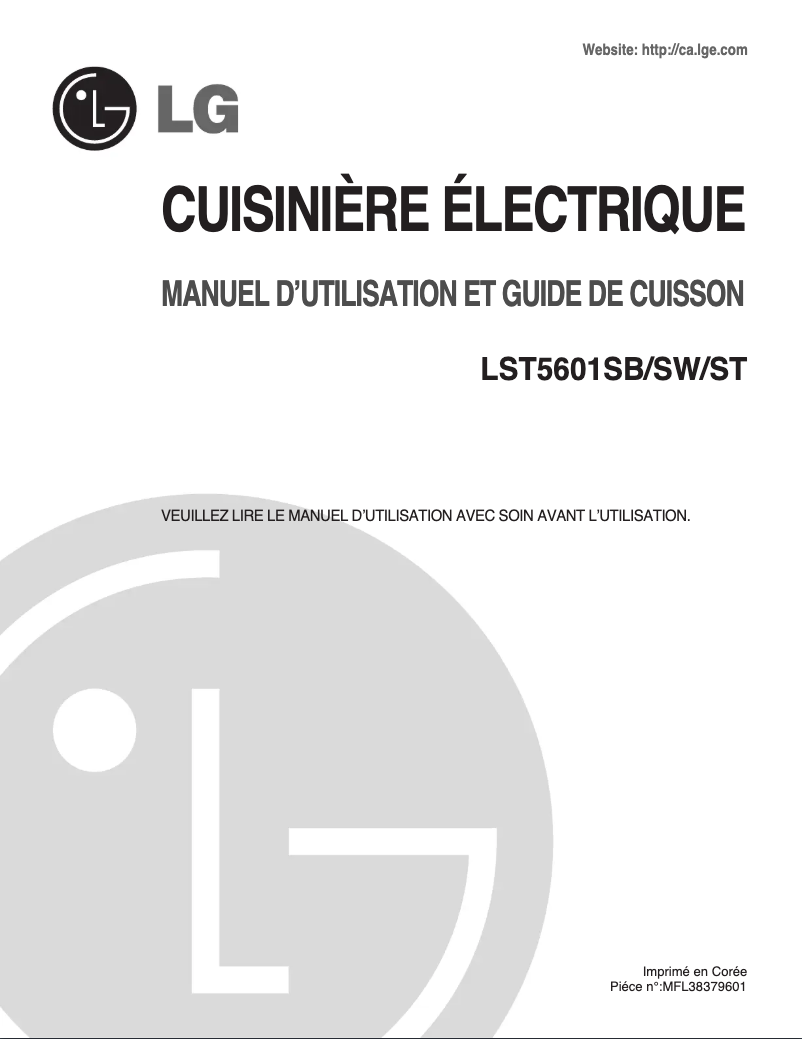 Page n°1 - Manuel utilisateur LG LST5601ST