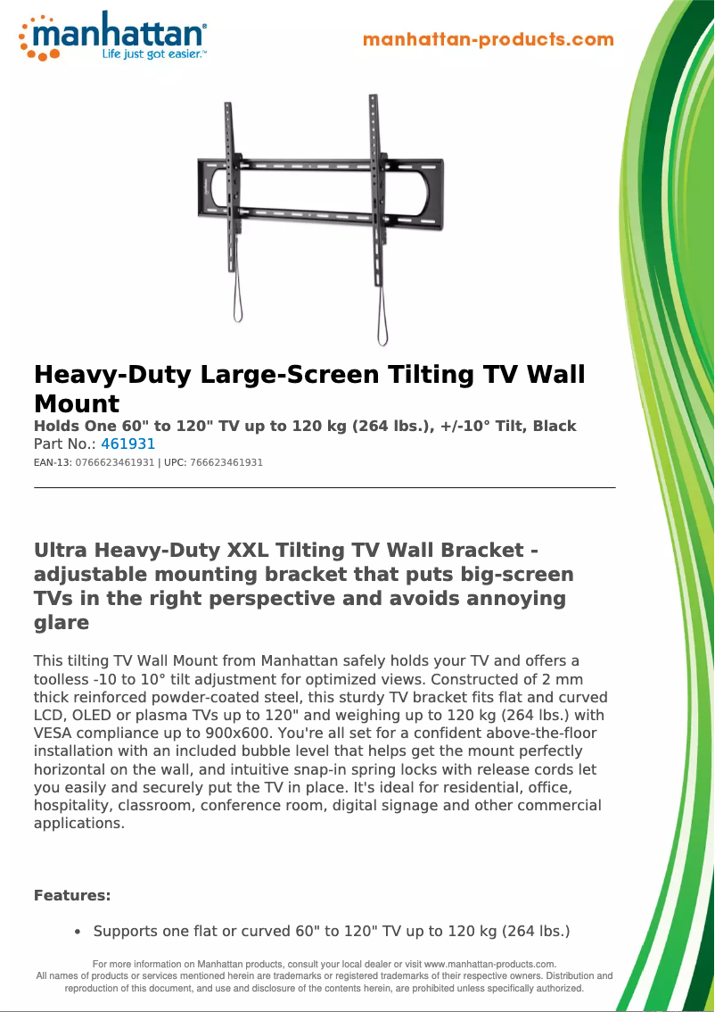 Page 1 de la notice Fiche technique Manhattan 461931