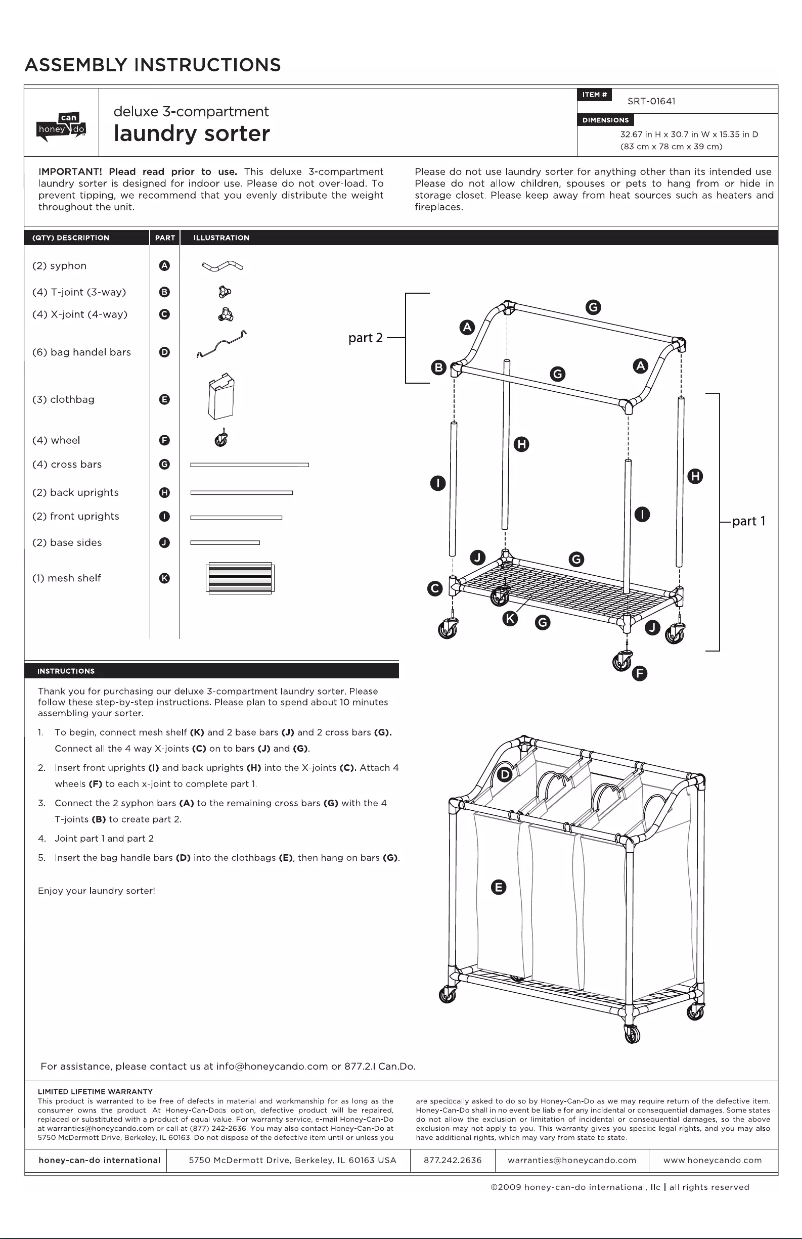 Page n°1 - Manuel utilisateur Honey-Can-Do SRT-01641