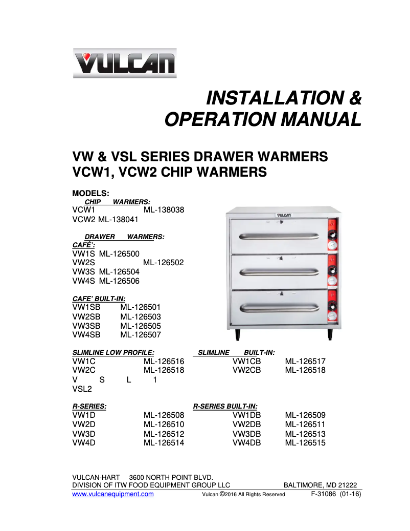 Page 1 de la notice Manuel utilisateur Vulcan VW2S