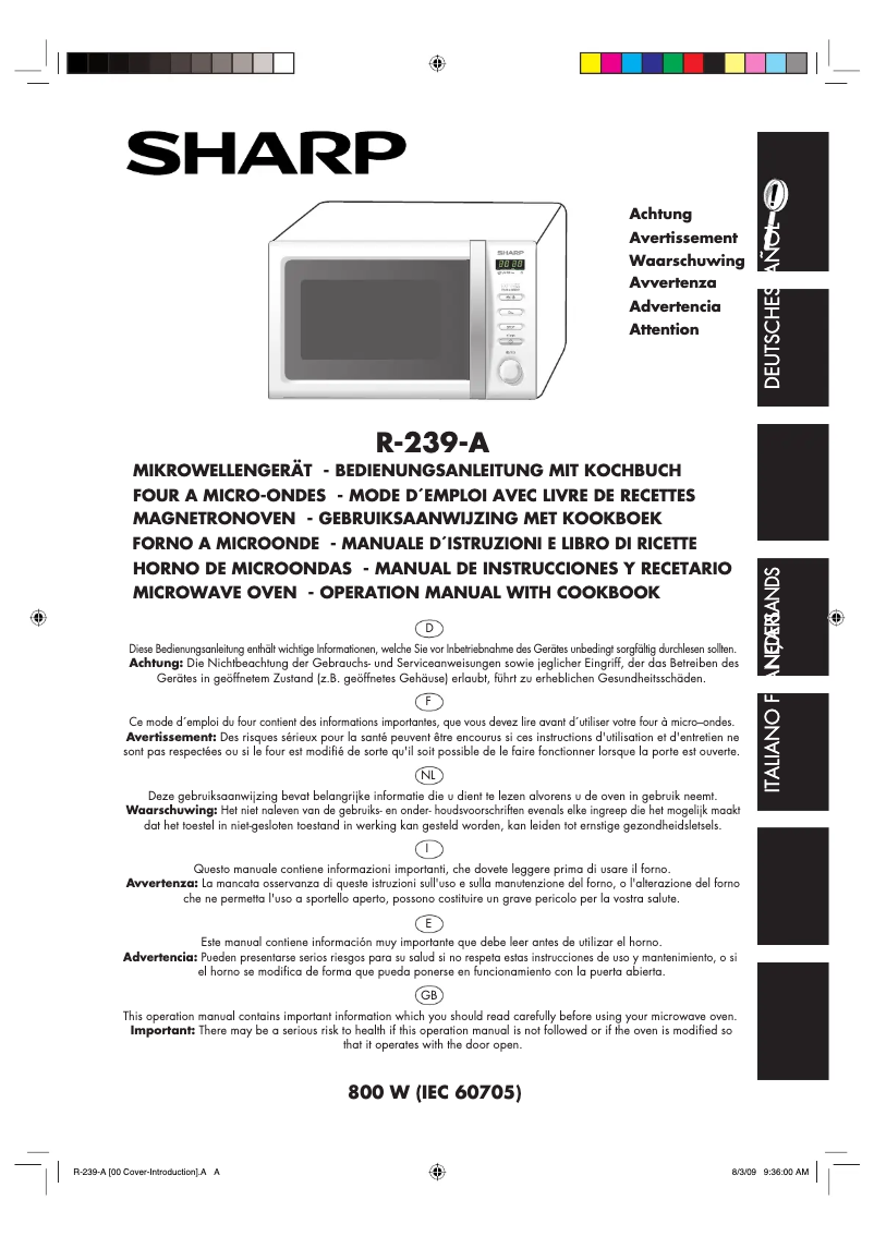 Page 1 de la notice Manuel utilisateur Sharp R-239W-A