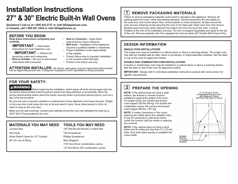 Page n°1 - Guide d'installation Monogram ZTD90DPSN