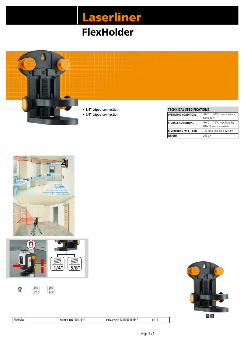Page 1 de la notice Fiche technique Laserliner FlexHolder