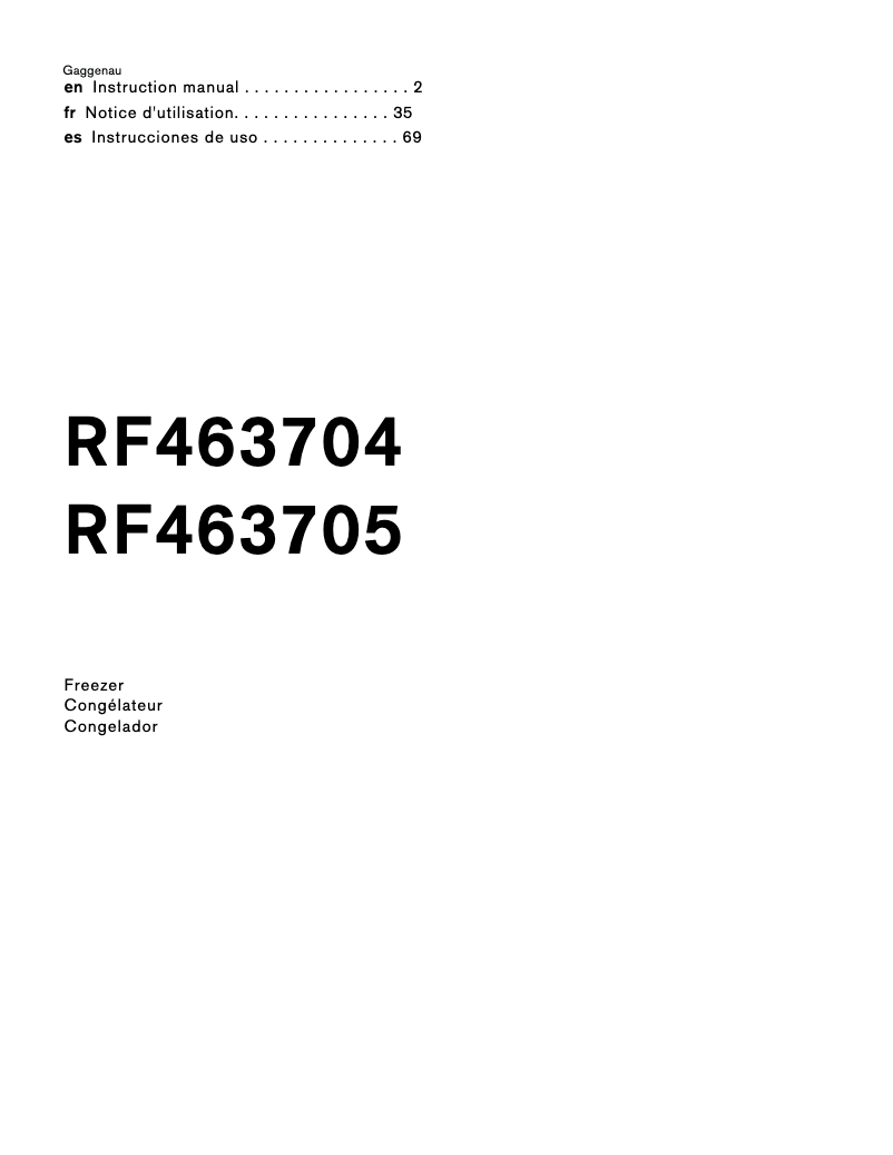 Page 1 de la notice Manuel utilisateur Gaggenau RF463705