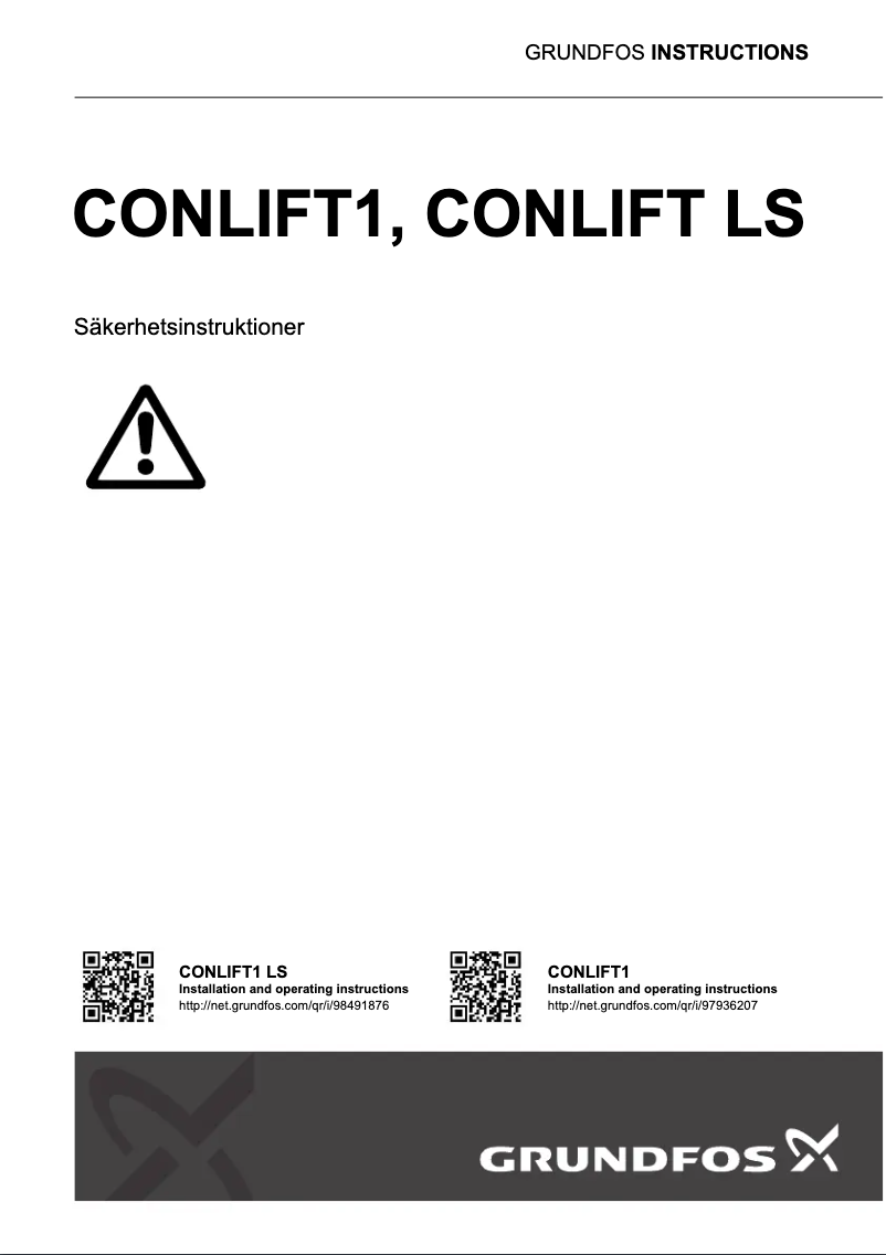 Page n°1 - Instructions / montage Grundfos CONlIFT1