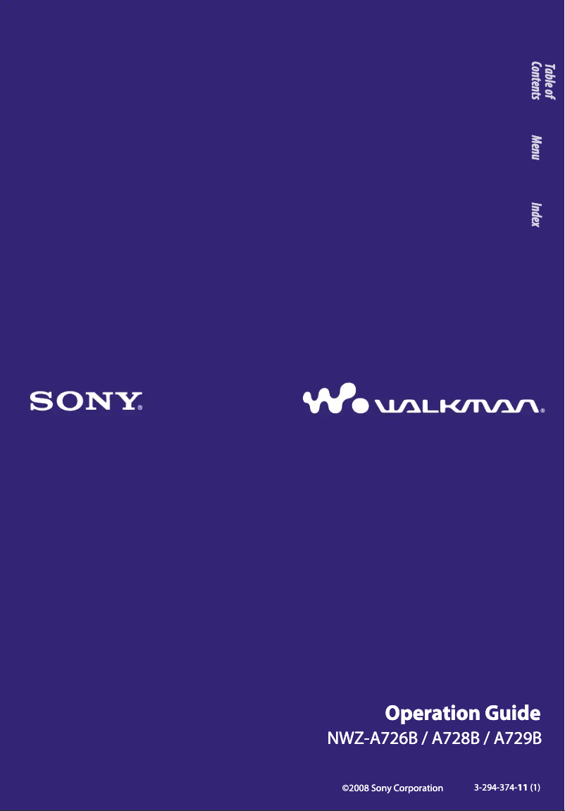 Page n°1 - Manuel utilisateur Sony Walkman NWZ-A726B