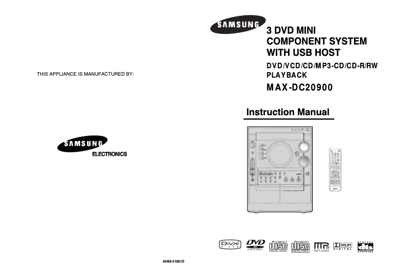 Page 1 de la notice Manuel utilisateur Samsung MAX-DC20900