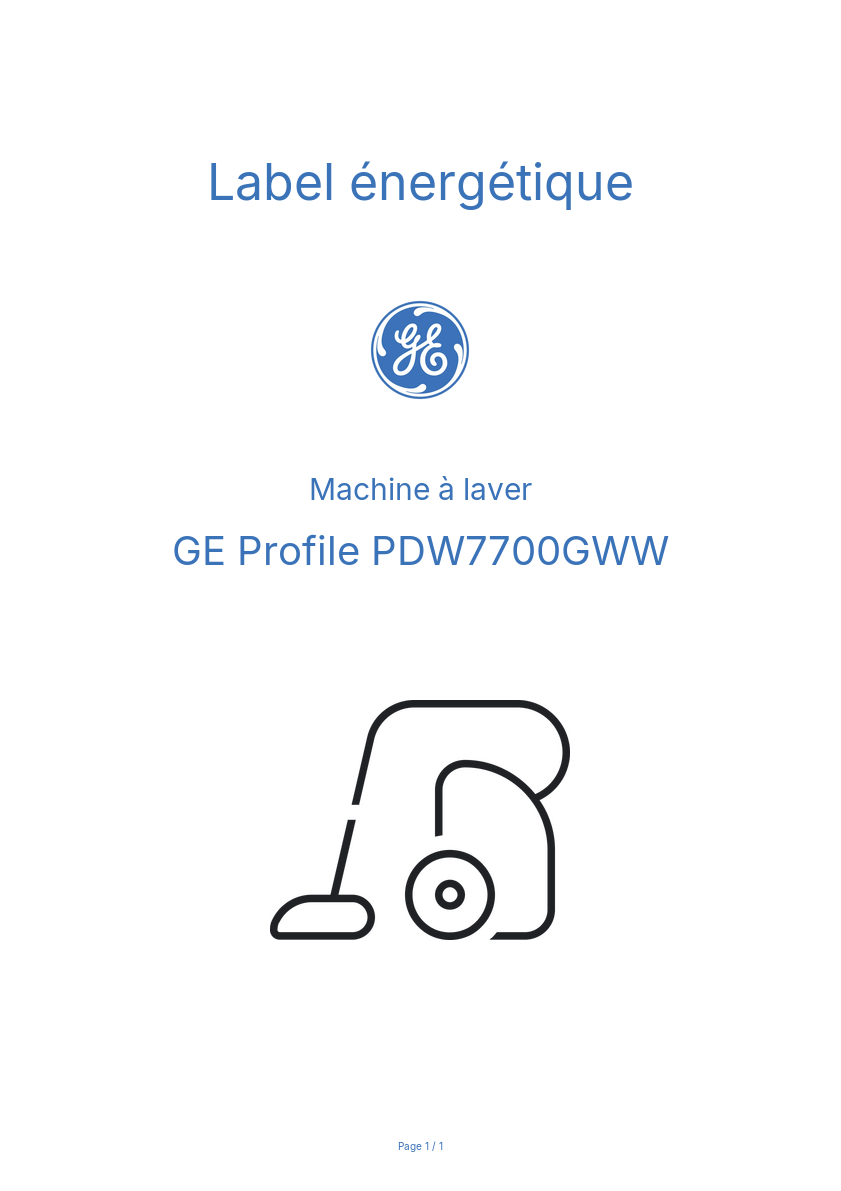 Image de la première page du manuel de l'appareil Profile PDW7700GWW
