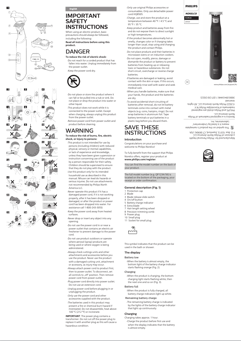 Page 1 de la notice Manuel utilisateur Philips Norelco OneBlade QP6531