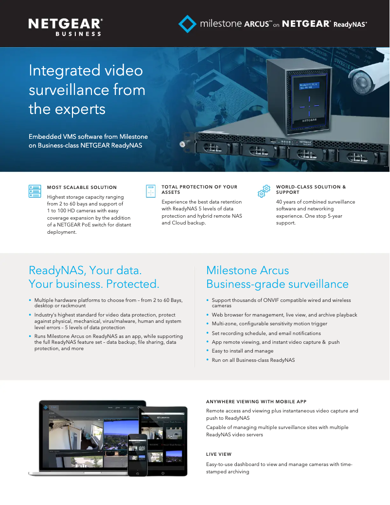 Page 1 de la notice Fiche technique Netgear Milestone