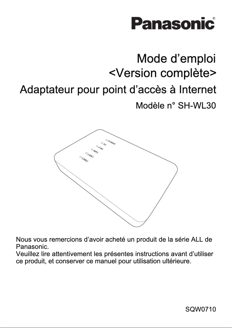 Image de la première page du manuel de l'appareil SH-WL30