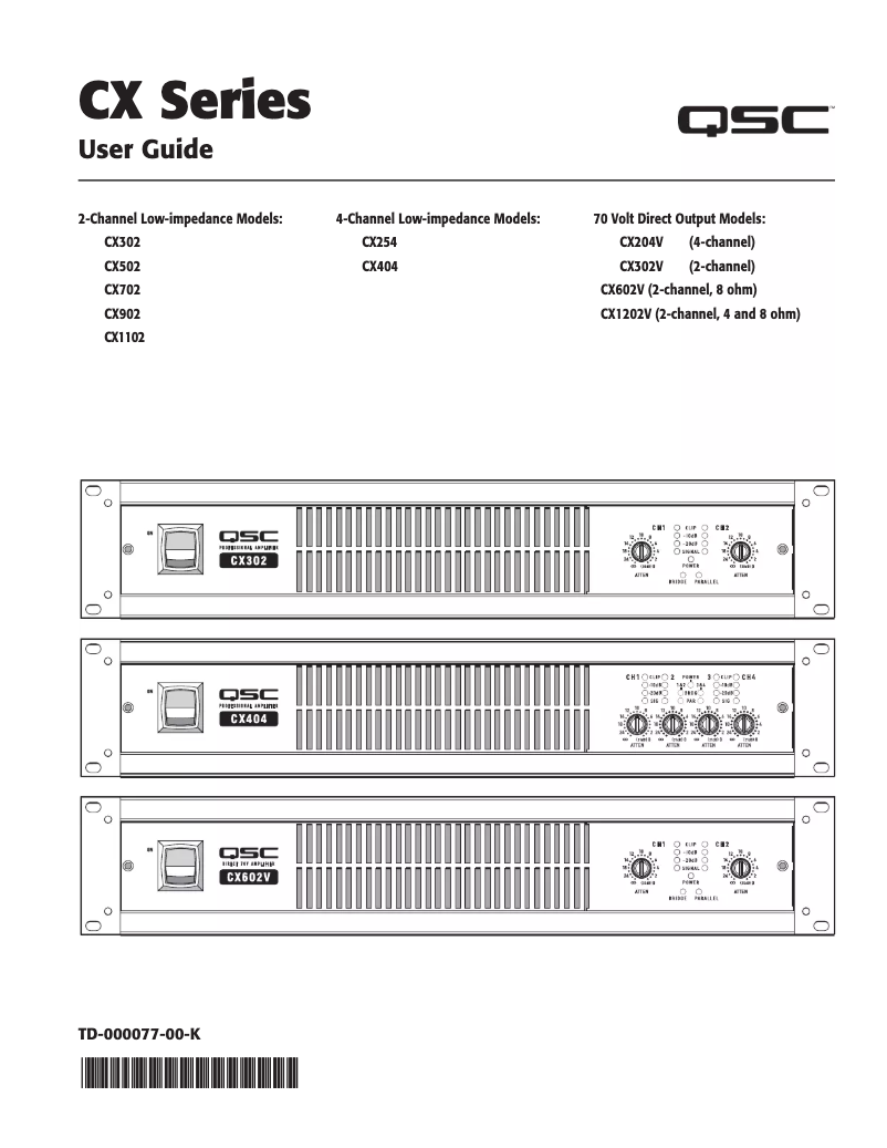 Page 1 de la notice Fiche technique QSC CX404