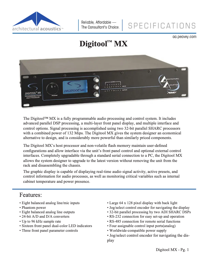 Image de la première page du manuel de l'appareil Digitool MX