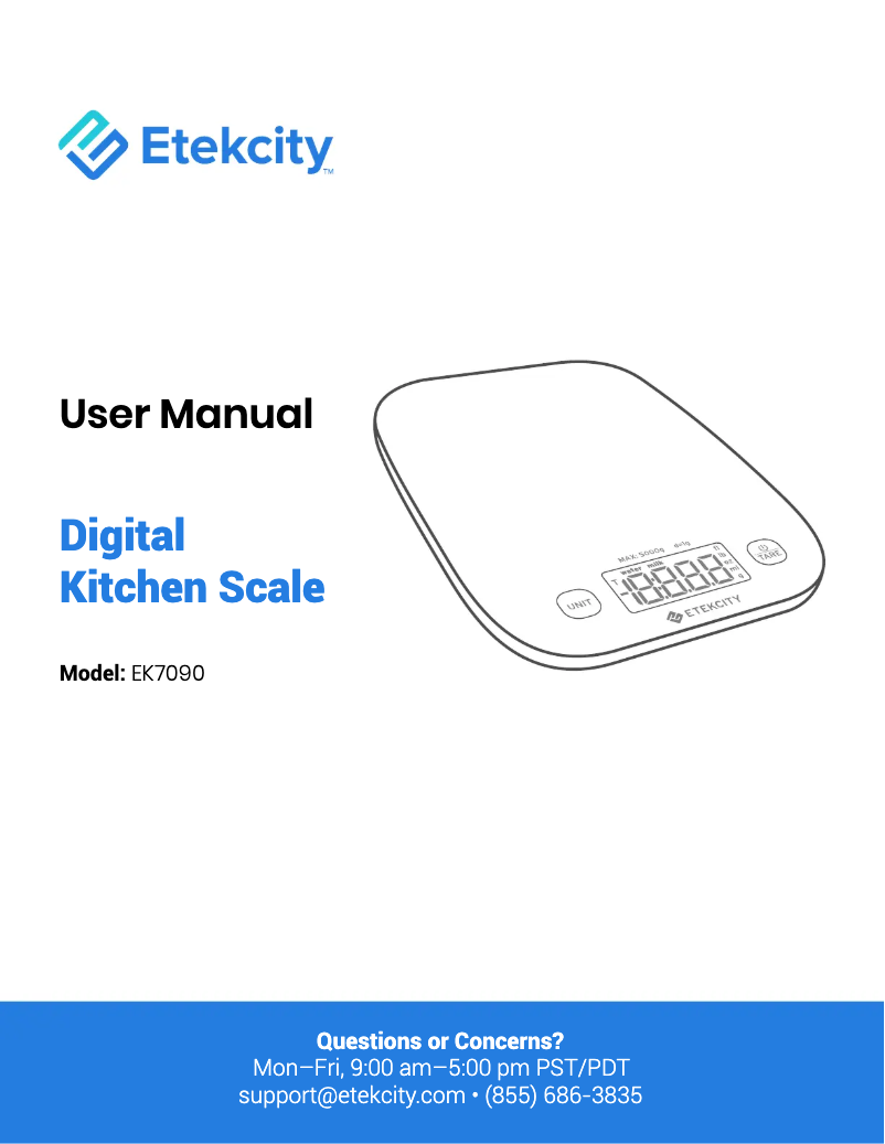 Page 1 de la notice Manuel utilisateur Etekcity EK7090