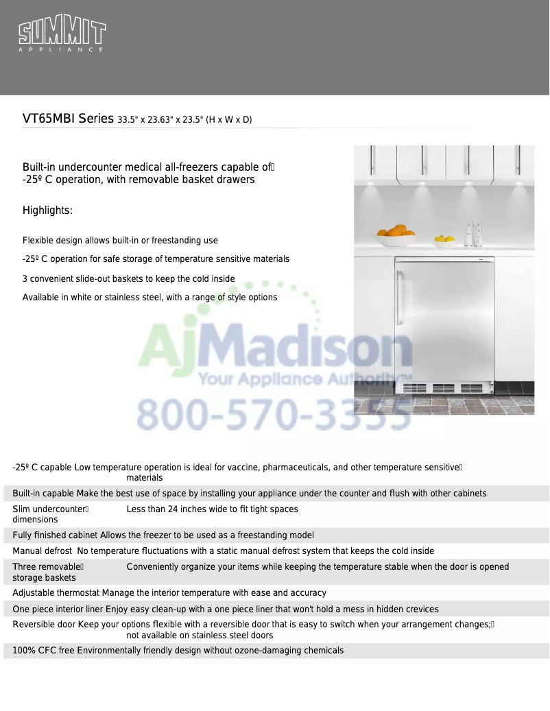 Page 1 de la notice Brochure Accucold VT65MBIIF