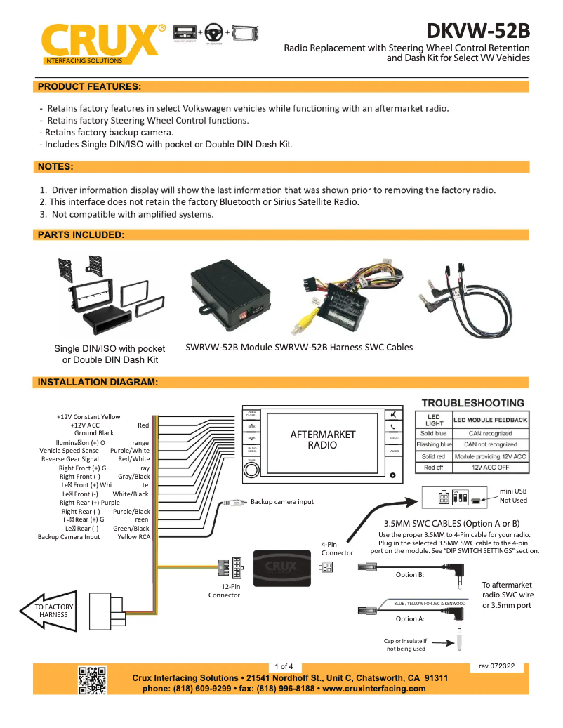 Page n°1 - Manuel utilisateur CRUX DKVW-52B