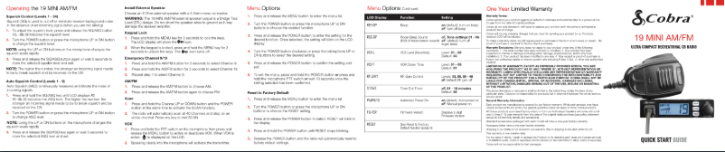 Página 1 del manual Guía de inicio rápido Cobra 19 MINI