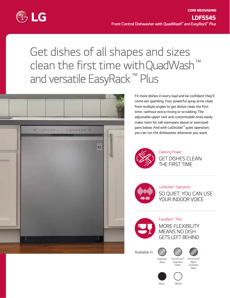 Page 1 de la notice Fiche technique LG LDF5545SS