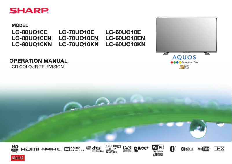 Page n°1 - Manuel utilisateur Sharp LC-80UQ10E