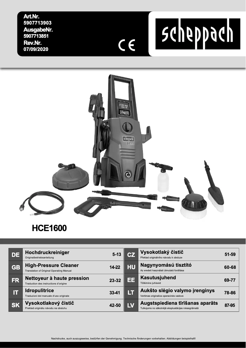 Página 1 del manual Manual de usuario Scheppach HCE1600
