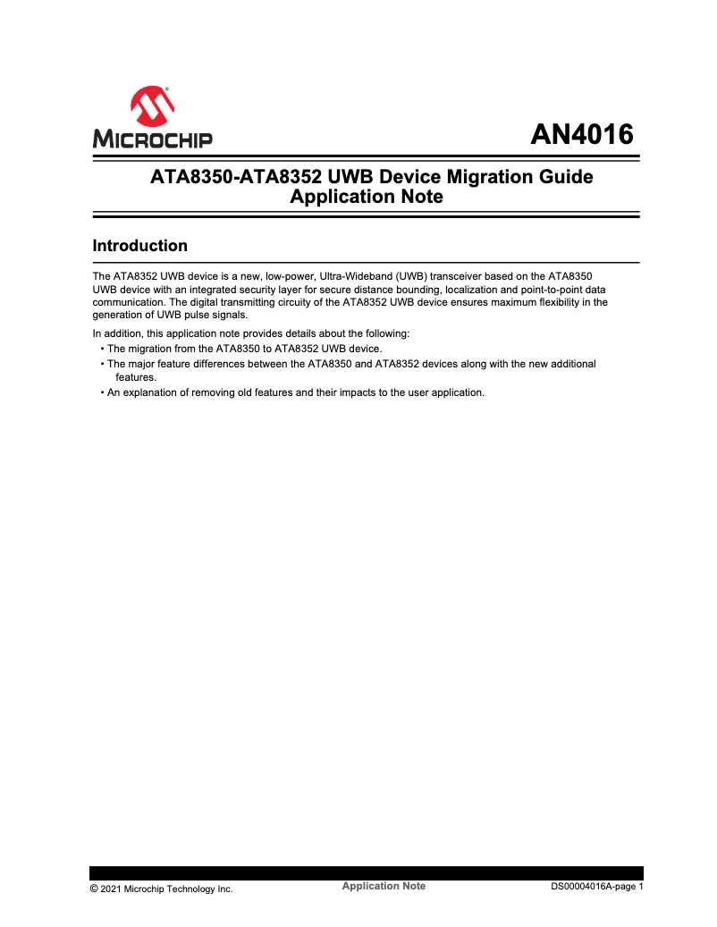 Page 1 de la notice Manuel utilisateur Microchip ATA8352