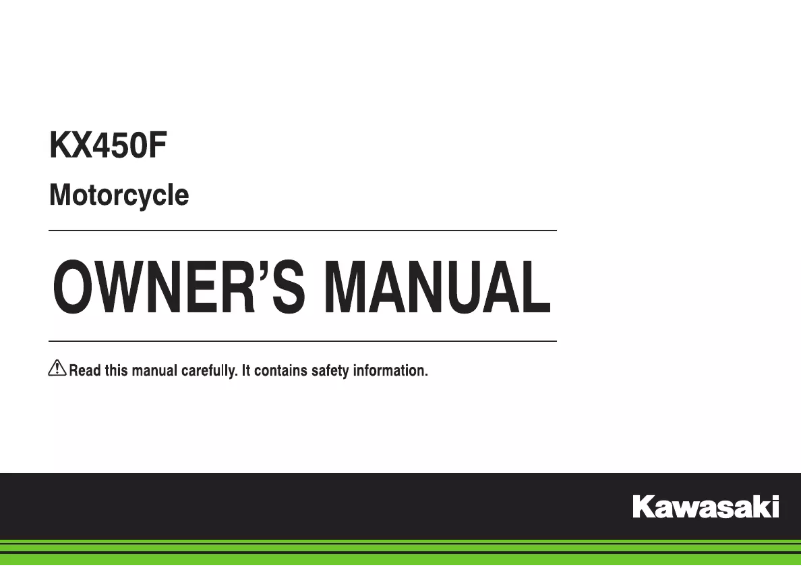 Page 1 de la notice Manuel utilisateur Kawasaki KX450F (2018)
