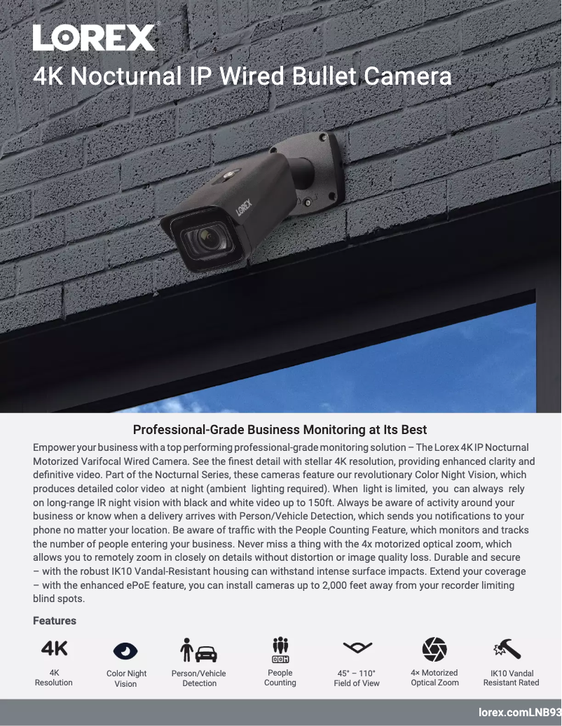 Página 1 del manual Ficha técnica Lorex LNB9393