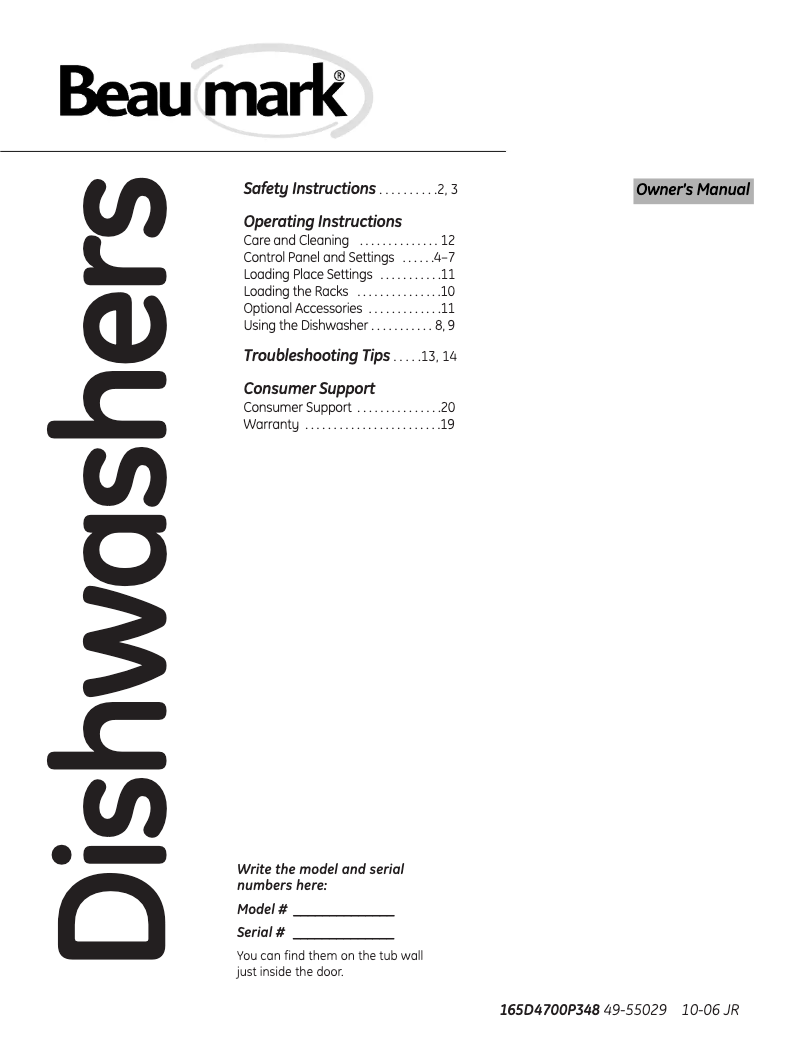 Page 1 de la notice Manuel utilisateur Beaumark DM-DW9702