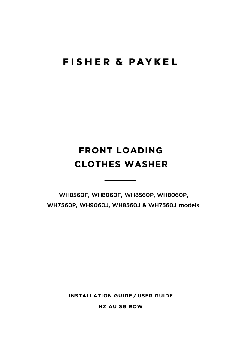 Page 1 de la notice Manuel utilisateur Fisher & Paykel QuickSmart WH9060J3