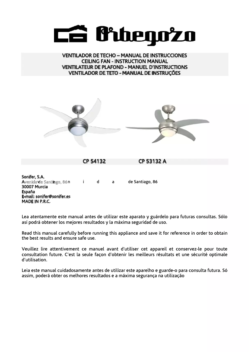 Image de la première page du manuel de l'appareil CP 54132