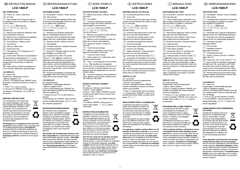 Page 1 de la notice Manuel utilisateur Olympia LCD-1000-P