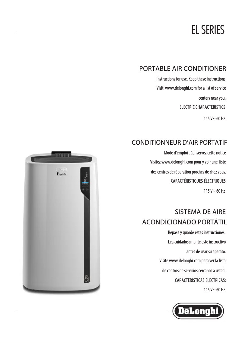 Page 1 de la notice Manuel utilisateur DeLonghi Pinguino Deluxe PACEL376HGRFK-6ALWH