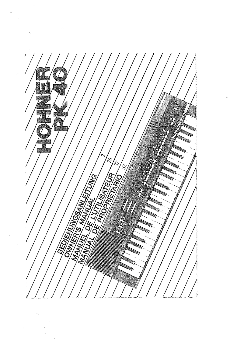 Page n°1 - Manuel utilisateur Hohner PK 40