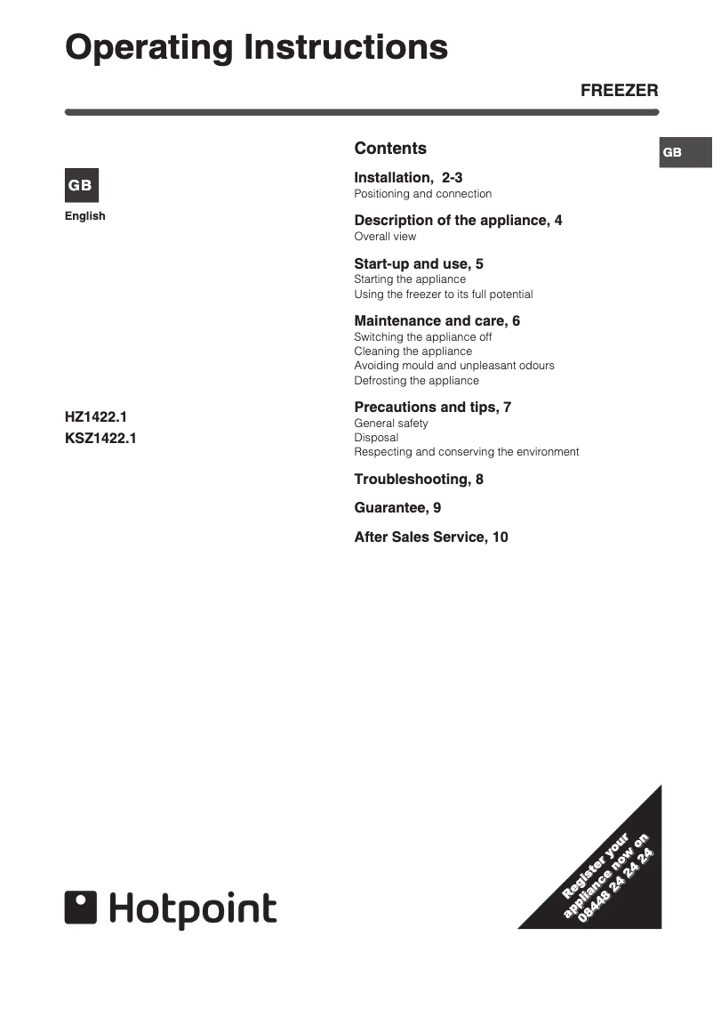 Page n°1 - Manuel utilisateur Hotpoint HZ1422.1