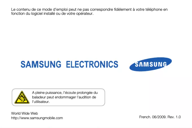 Page 1 de la notice Manuel utilisateur Samsung GT-C6625