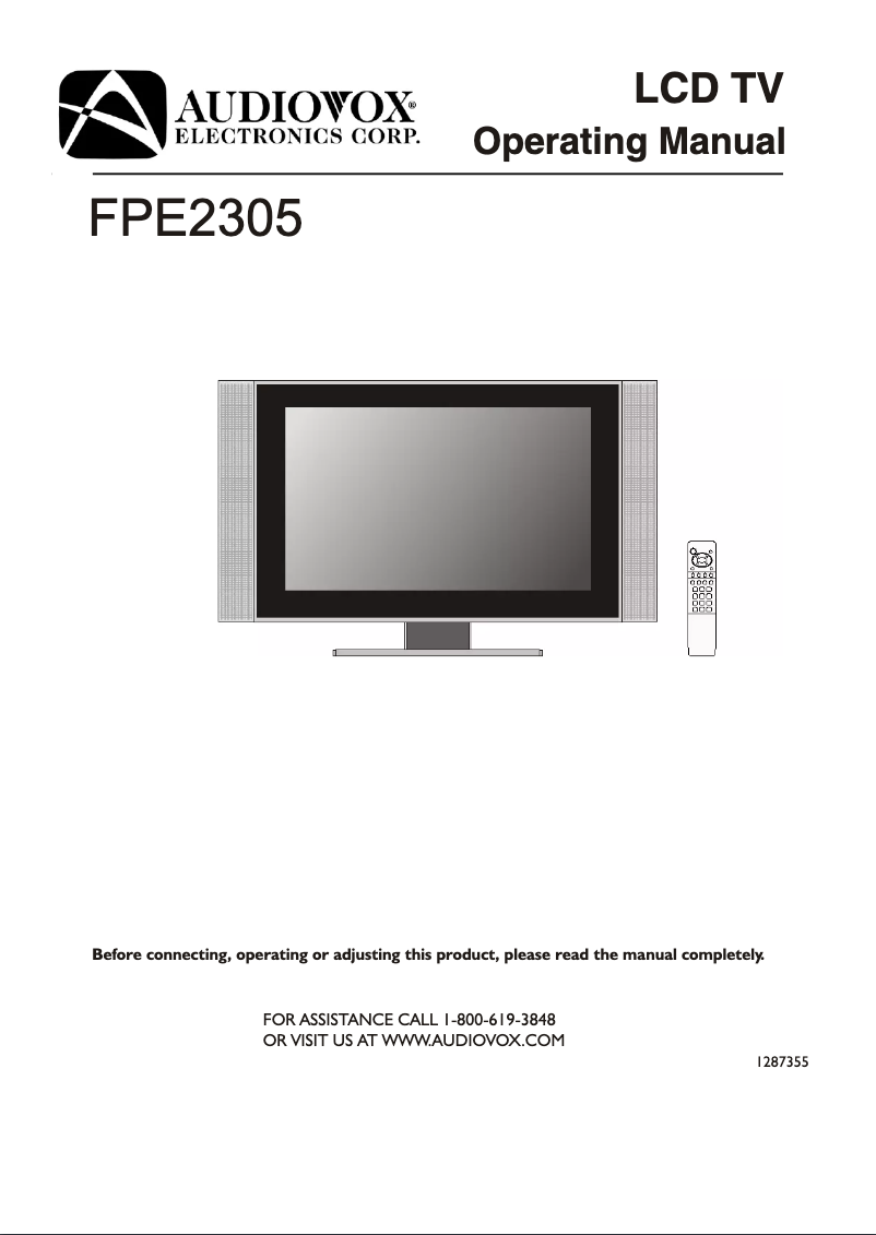 Page 1 de la notice Manuel utilisateur VOXX FPE2305