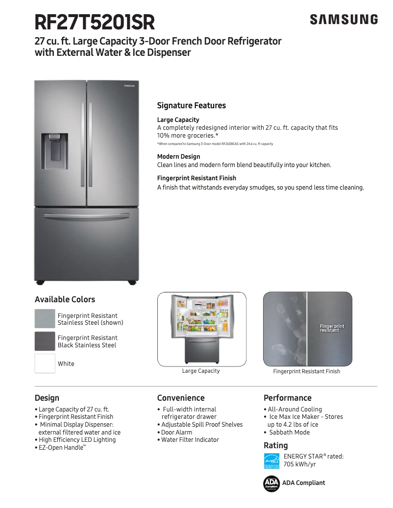 Image de la première page du manuel de l'appareil RF27T5201WW