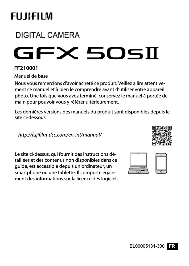 Page 1 de la notice Manuel utilisateur Fujifilm GFX 50S II