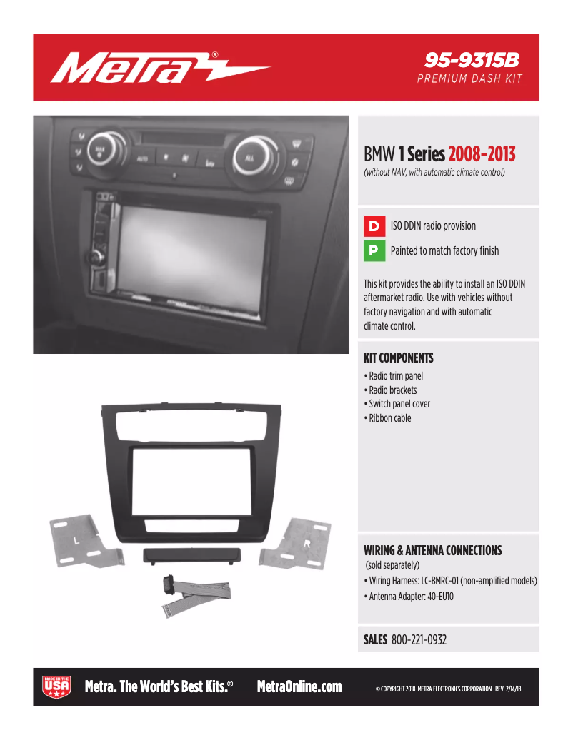 Page n°1 - Fiche technique Metra 95-9315B