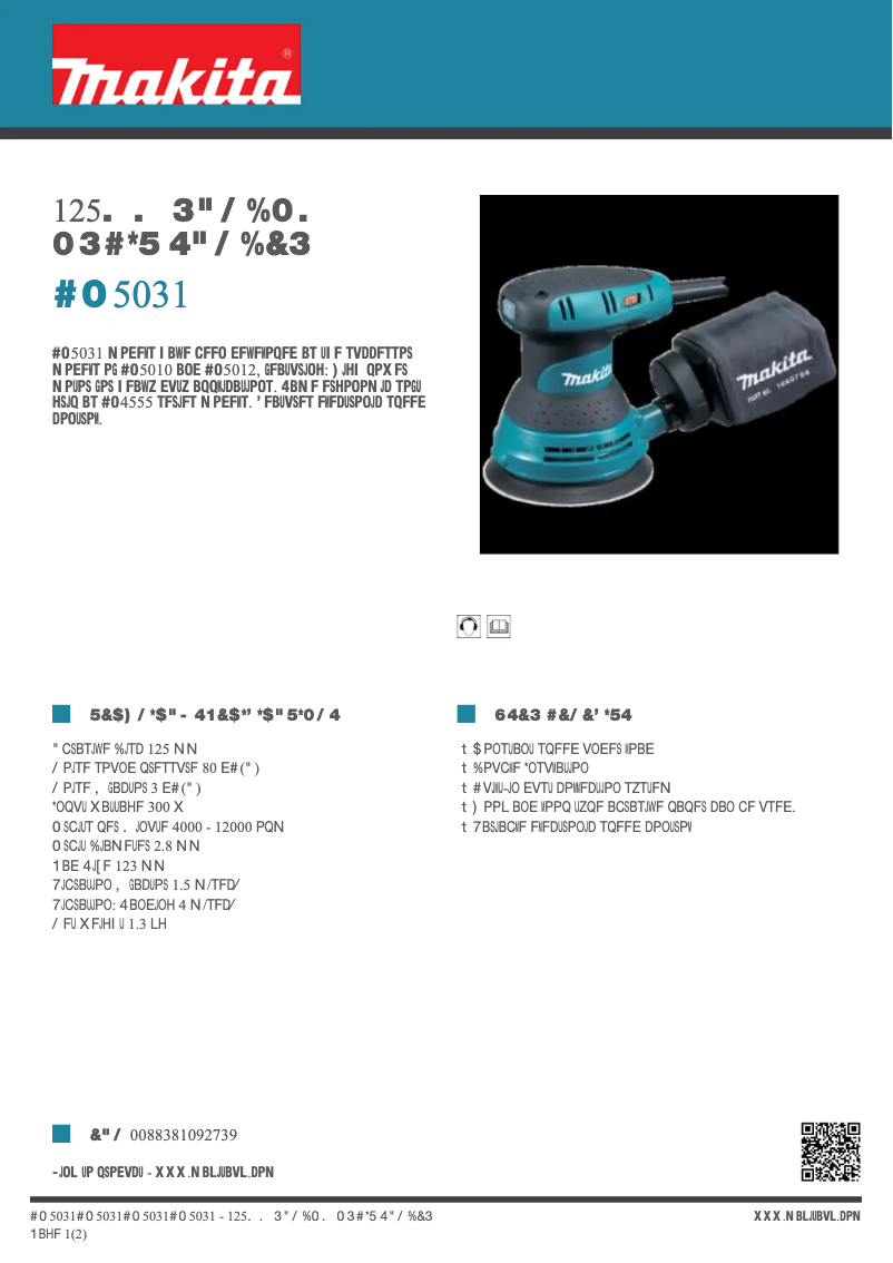 Page n°1 - Fiche technique Makita BO5031