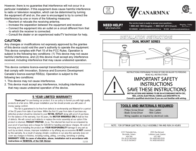 Image de la première page du manuel de l'appareil Preston CF52PR35BK